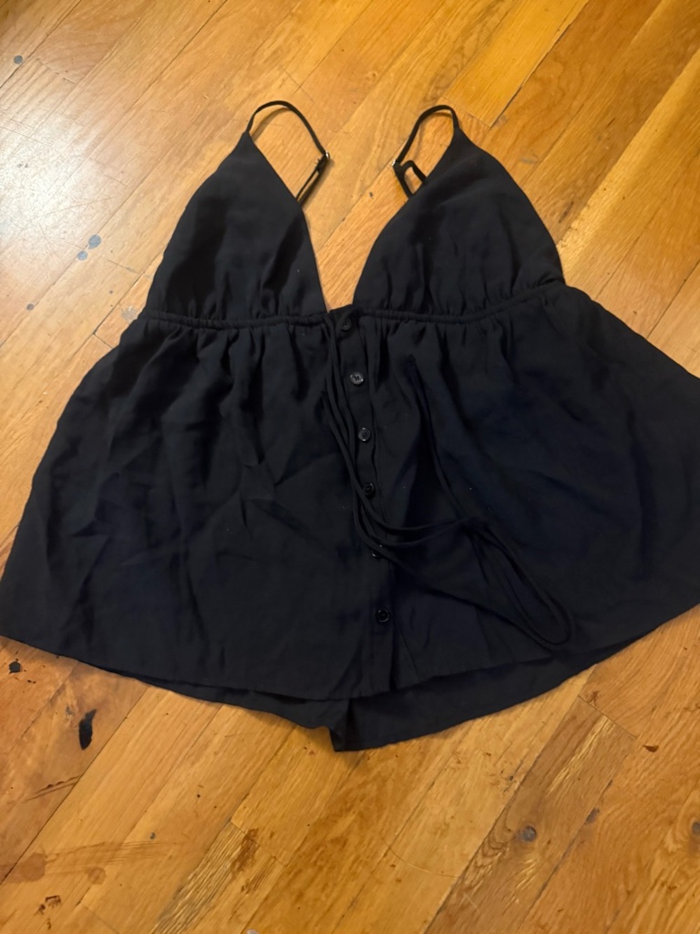 Zara Black V-Neck Button-Front Camisole
